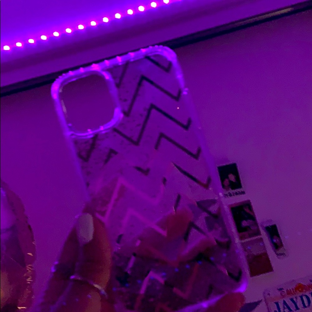 Stripped Pink Glitter Case